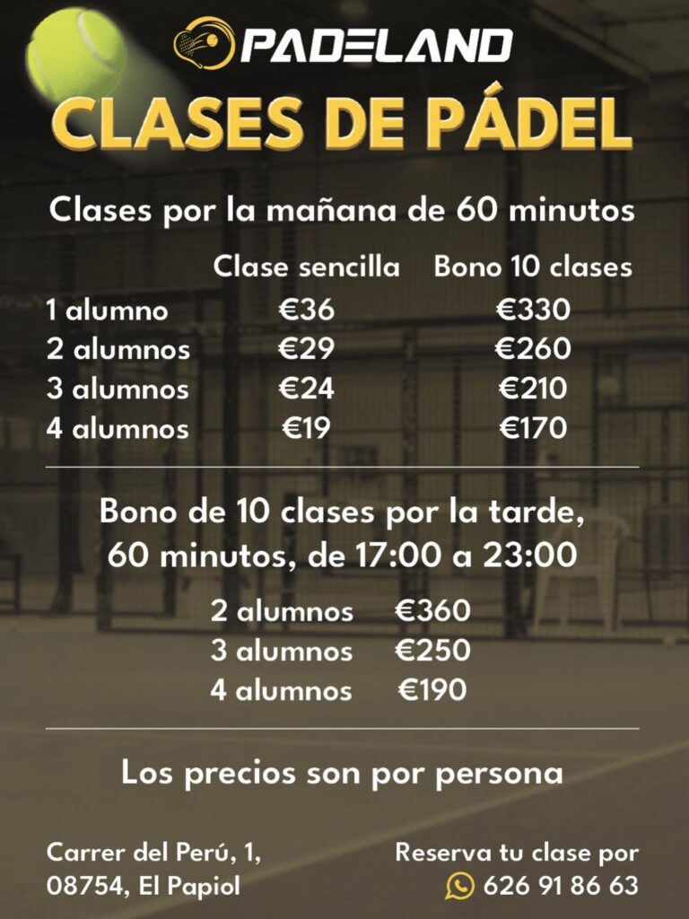 Clases PADELAND 2026